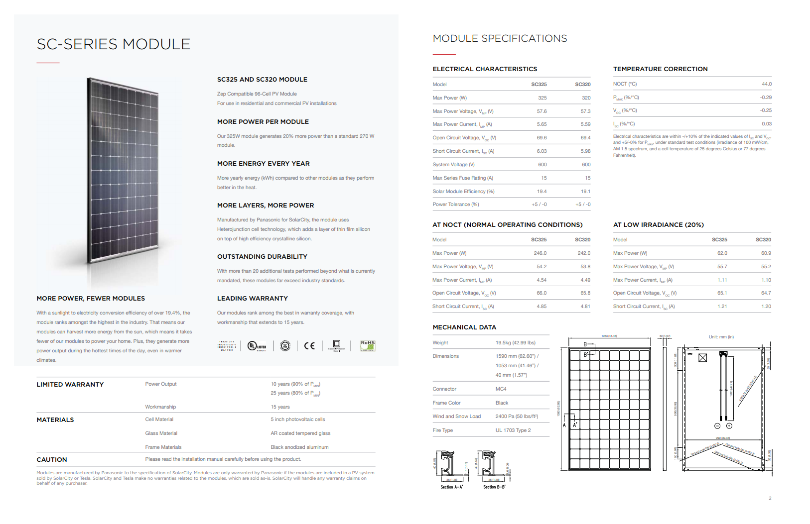 SC325 solar panel from Tesla specs, prices and reviews